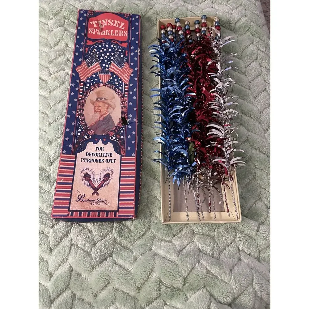 Bethany Lowe Designs Patriotic Tinsel Sparklers LG6709 Uncle Sam Box Set